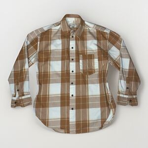 Universal Thread XS Women’s Oversized Flannel Button-down Plaid Cream & Carmel